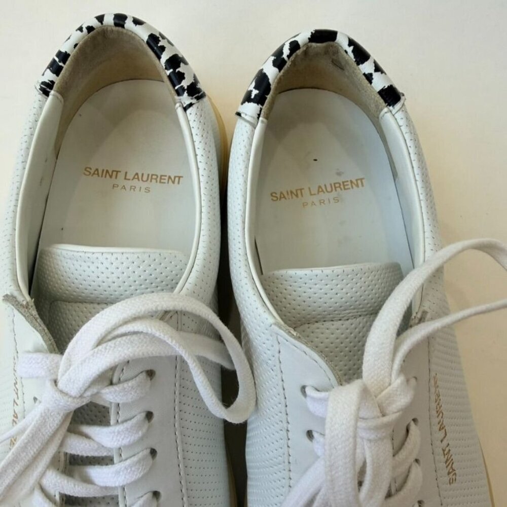 Saint Laurent Low-Top Lace-Up Sneakers White Women’s Size 37 - Picture 6 of 14